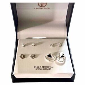 Giani Bernini .925 Sterling Silver Cubic Zirconia Earring Set - 4 Pairs - NIB